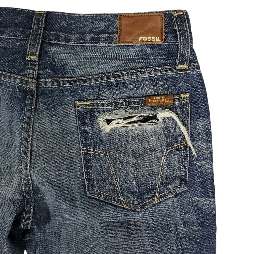 Fossil Skinny Jeans Womens Size‎ 25 Heavy Destroy Blue Distressed Denim USA Made
